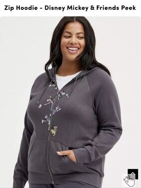 Torrid Zip Hoodie - Disney Mickey & Friends Minnie, Goofy Pluto Daisy Gray Sz 2x